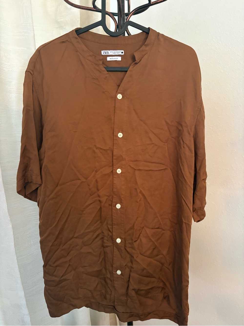 Zara Men's Button-Up Shirt Brown